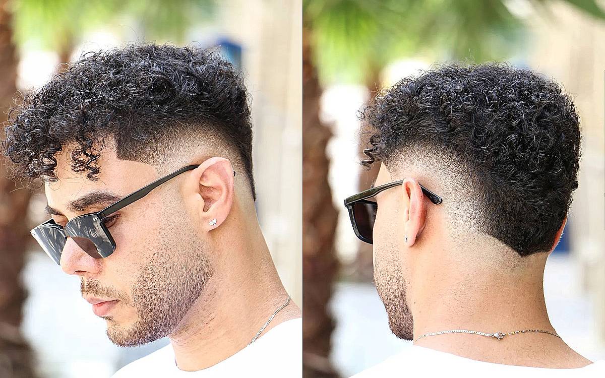 Curly Faux Hawk with Curly Bangs for Guys