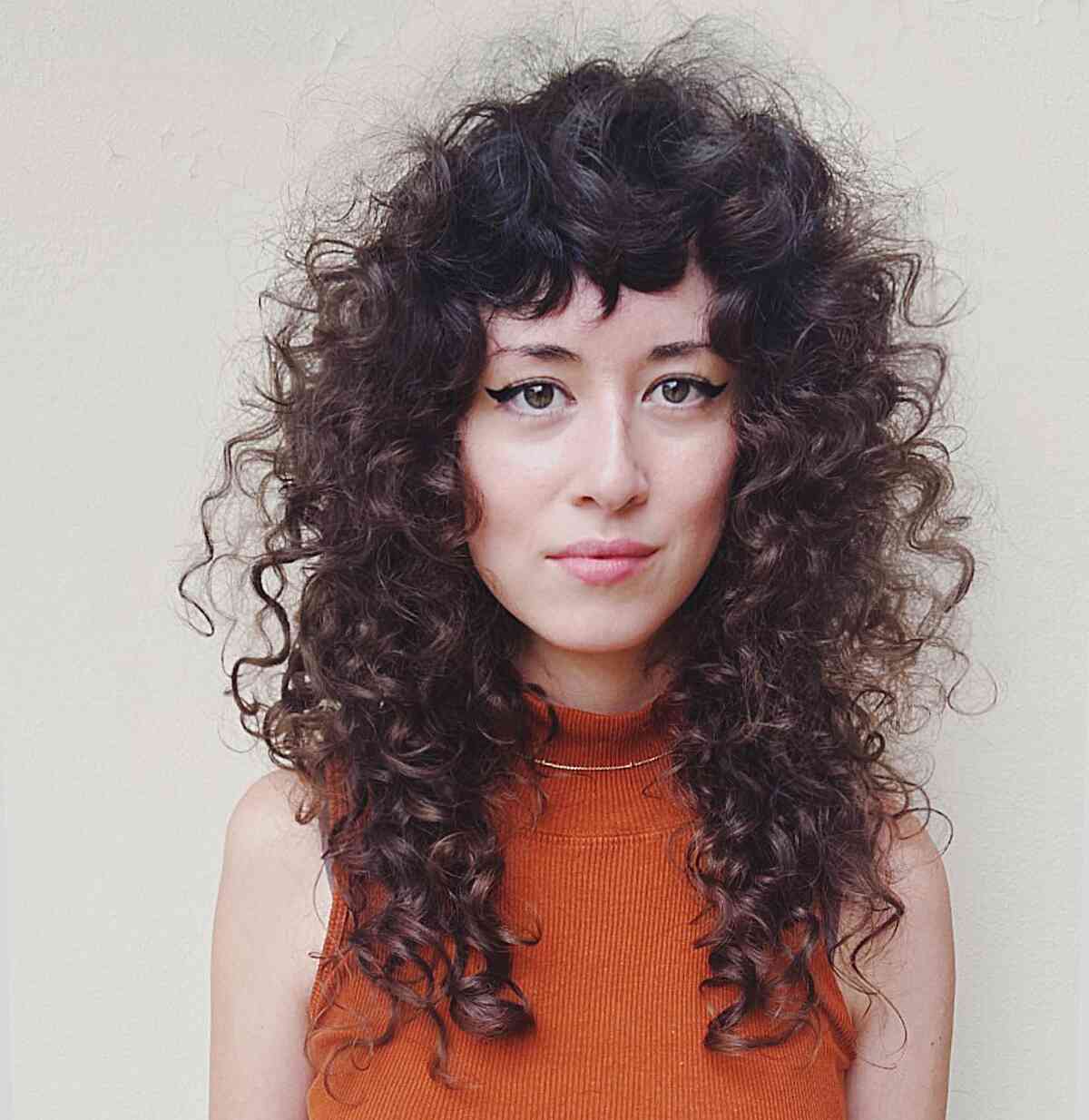 Curly Frizzy Shag with Fringe for women with long curly hair
