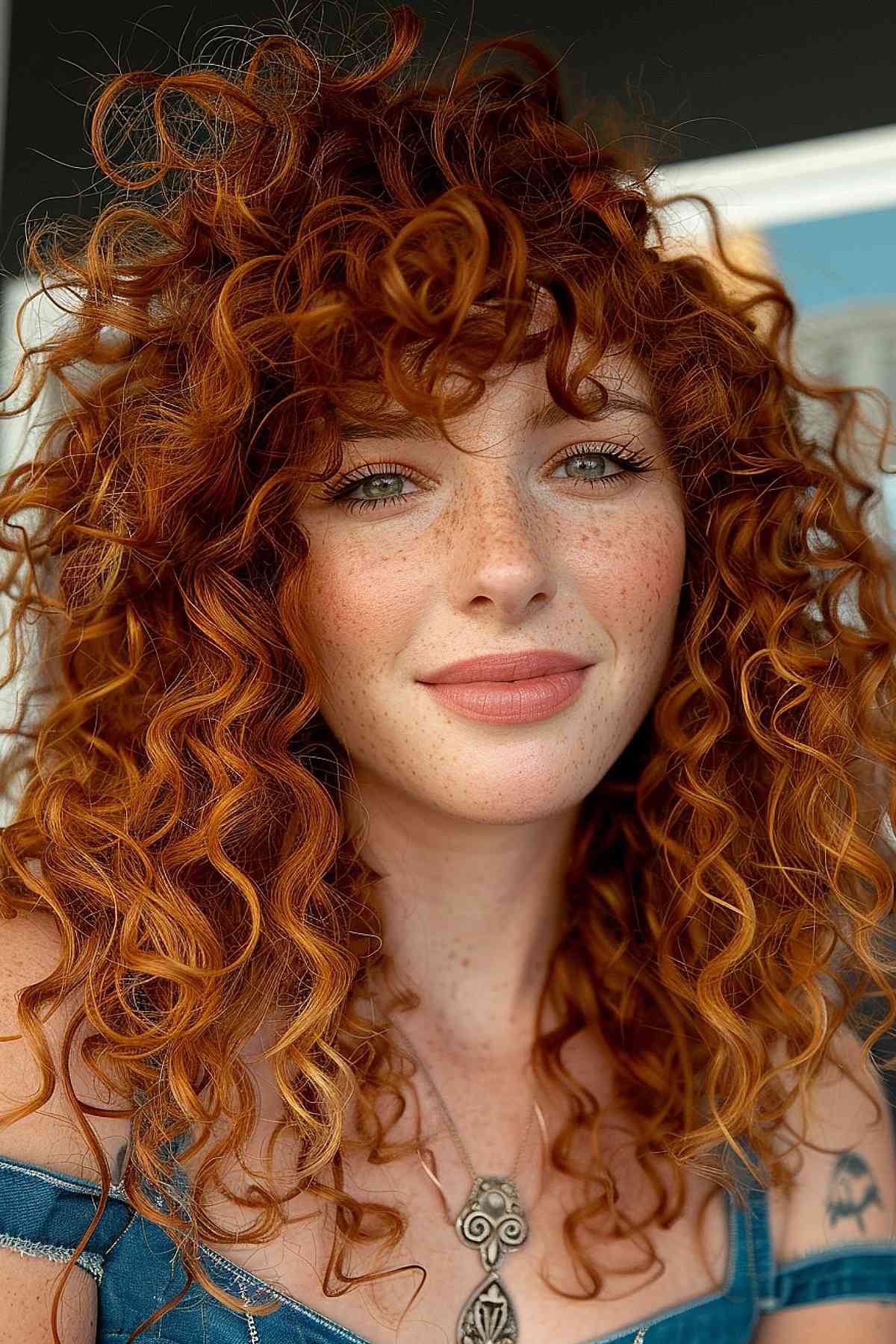 Vibrant curly ginger copper hair