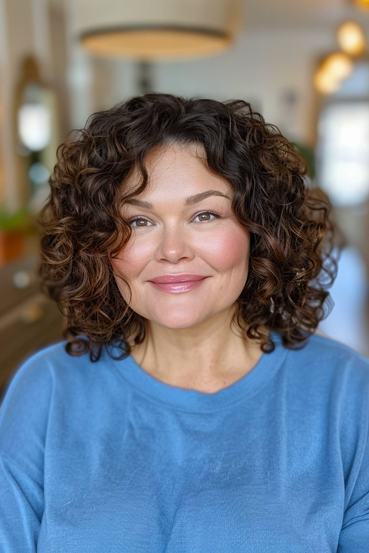 Curly hair for plus-size round face