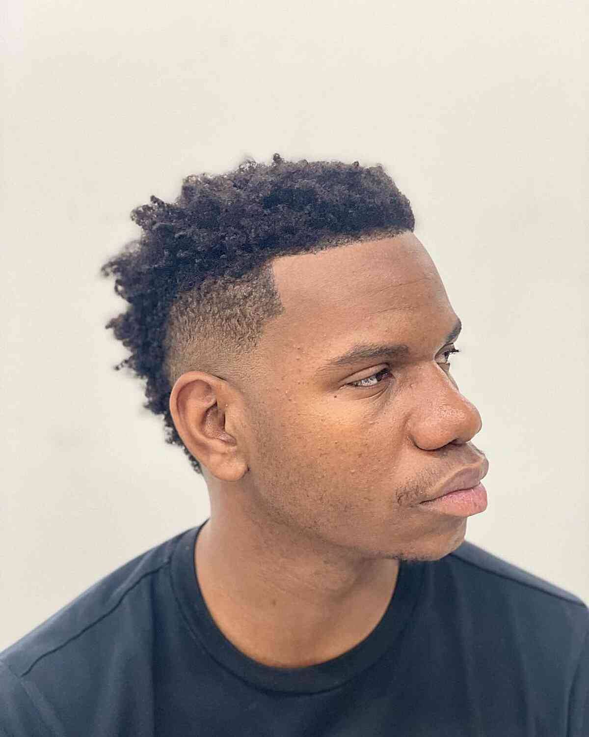 Curly Haircut + Temple Fade for Men