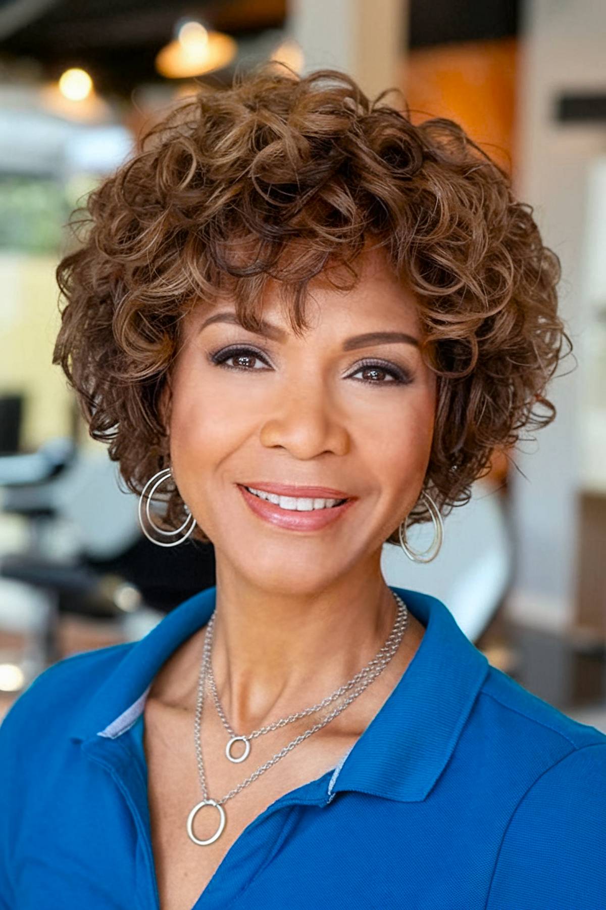 curly hairstyle with bangs for black women over 60