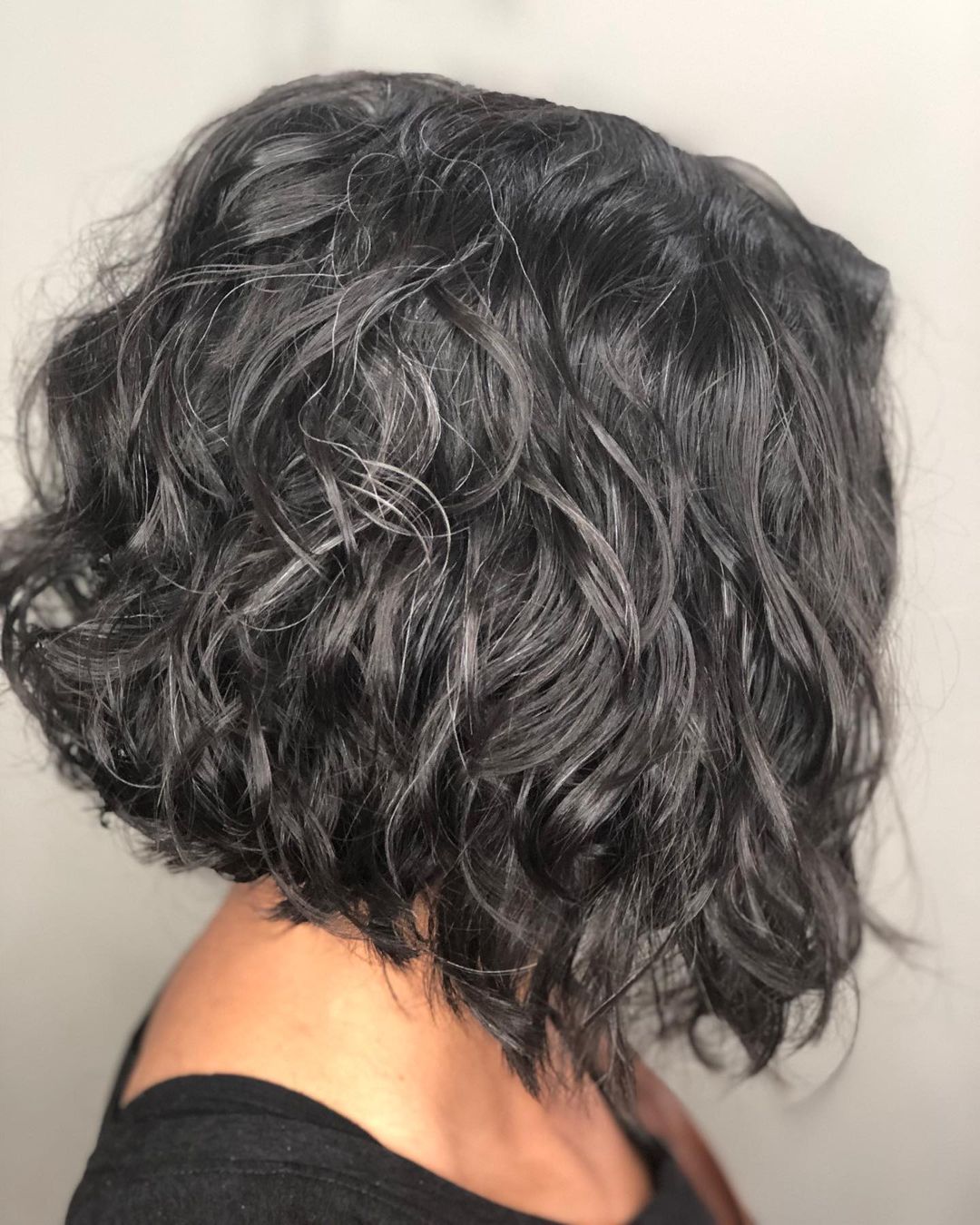 Curly inverted bob for thick hair