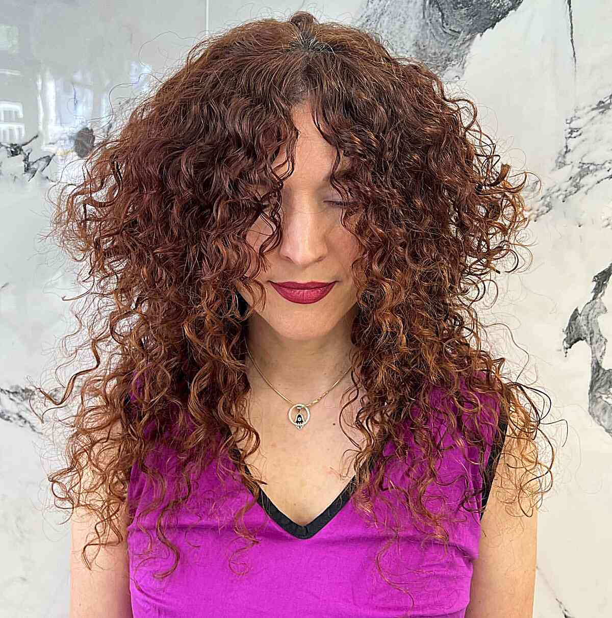 Medium-Length Curly Jellyfish Hair with Middle Part