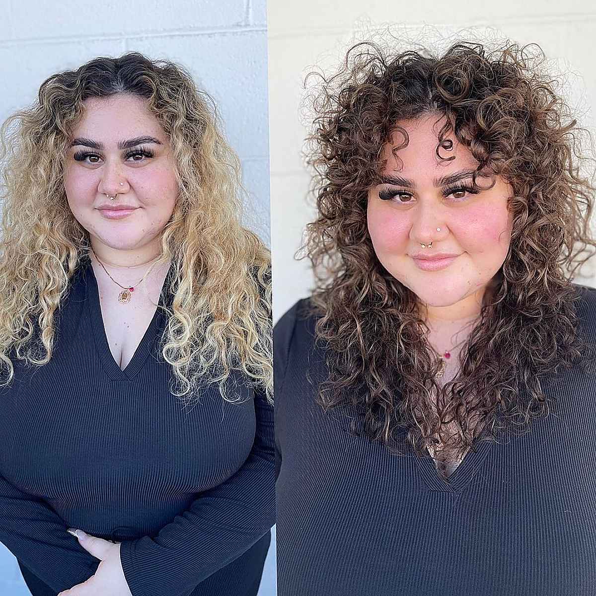Bouncy Curly Layered Shag for Plus-Size Women