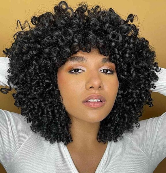 91 Best Ways to Pair Curly Hair with Bangs