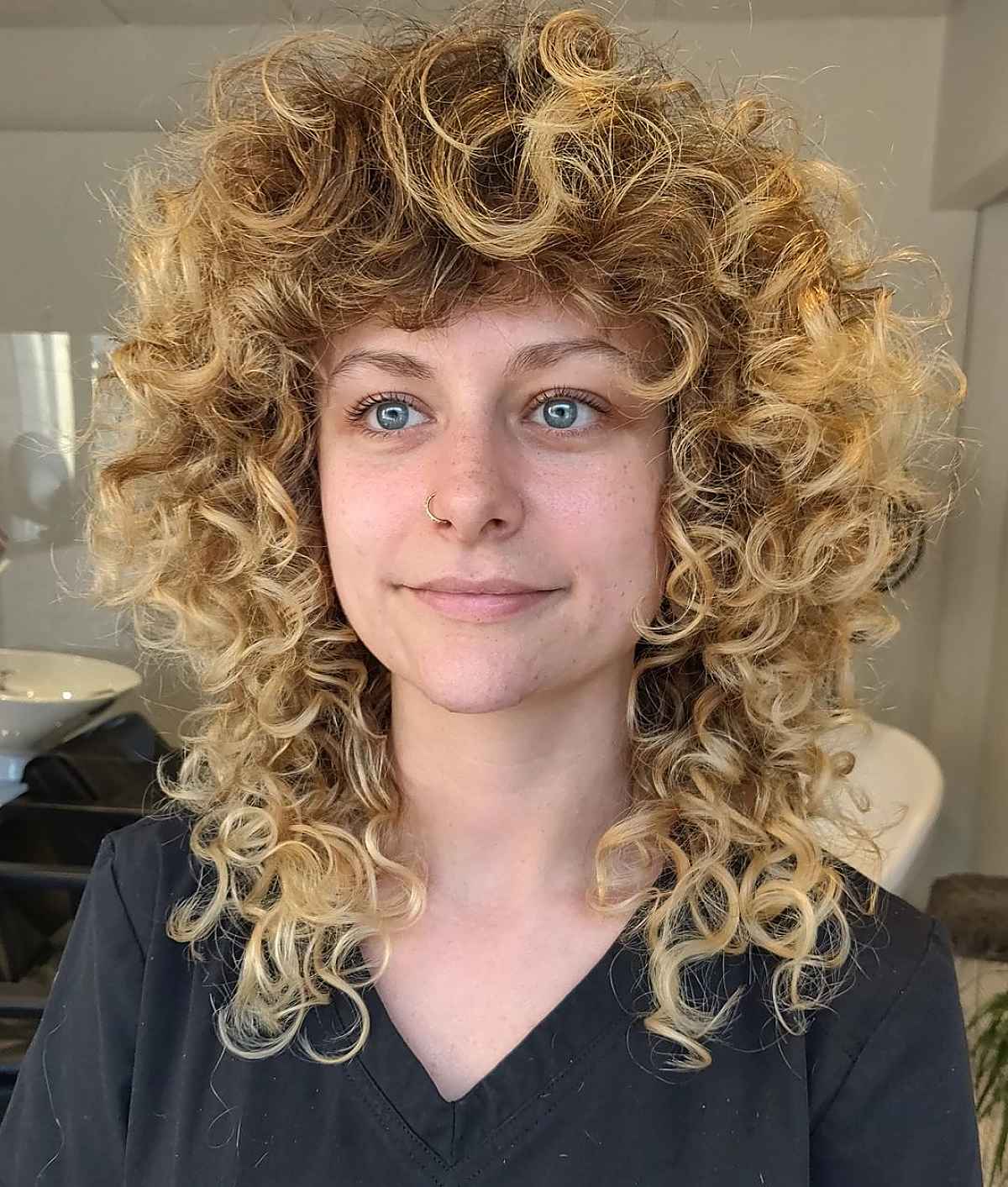 Curly Shag with Curly Bangs