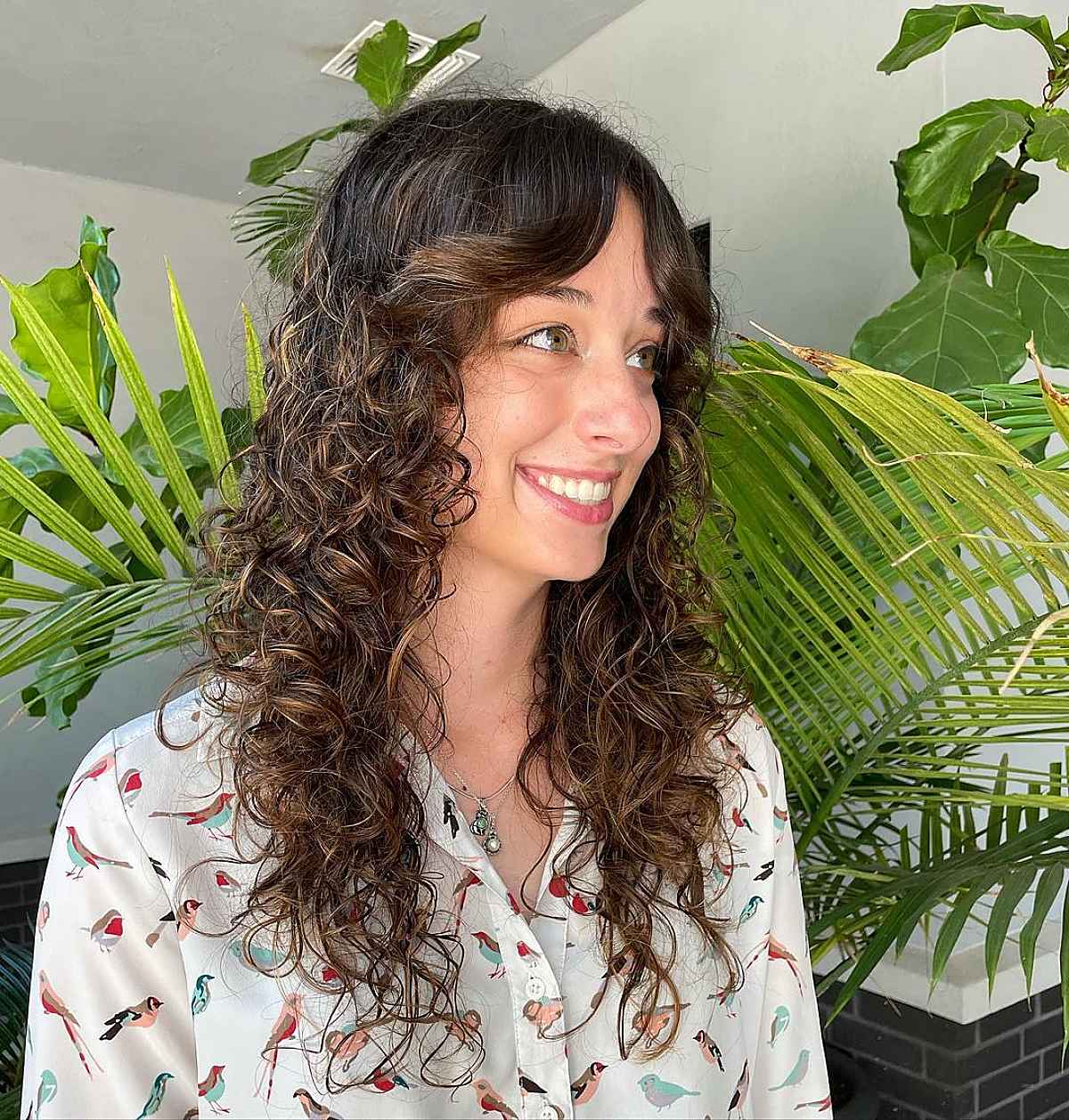 Curly Shag with Curtain Bangs