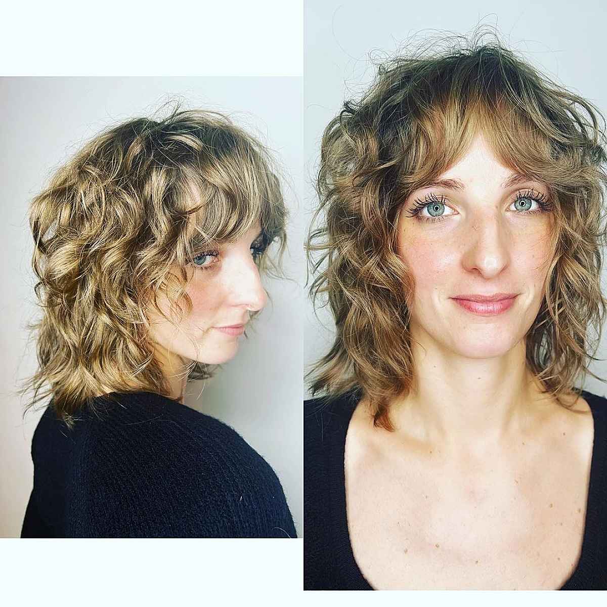 Curly Shag with Soft Curtain Bangs