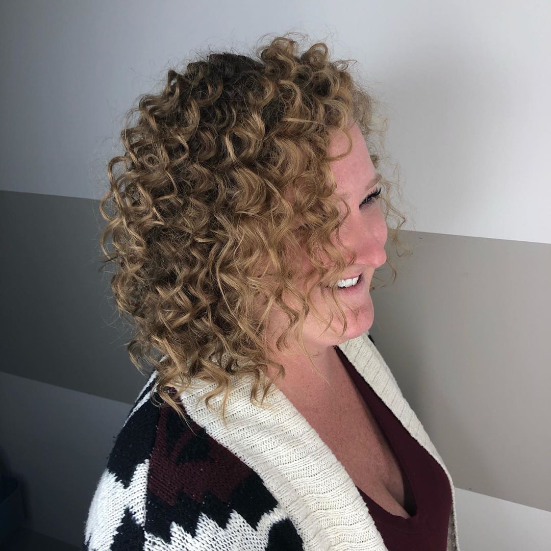 Textured Short Cut for Curly Hair for women 50+ with round face