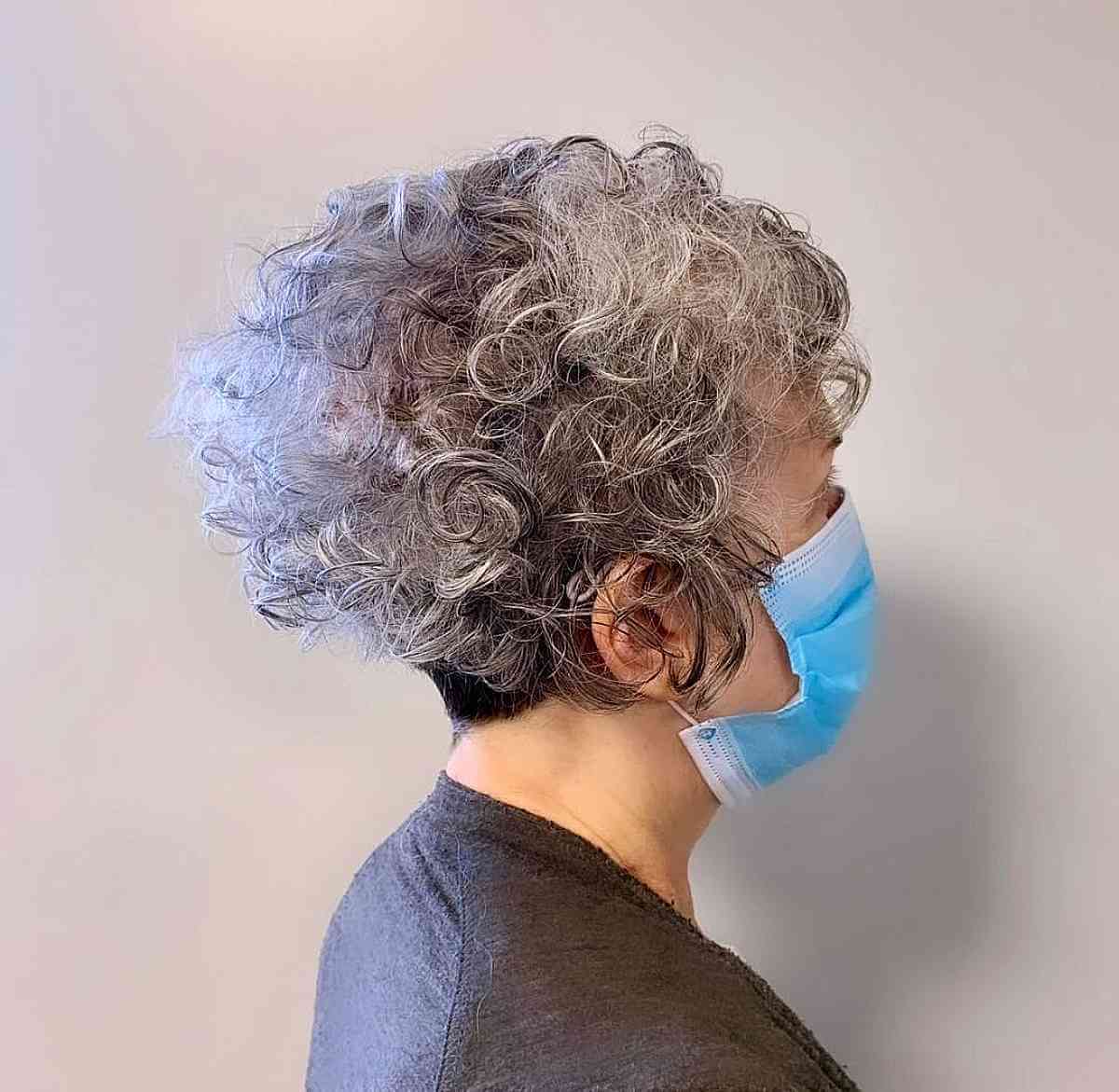 Curly Wedge Crop for a 70-Year-Old Woman