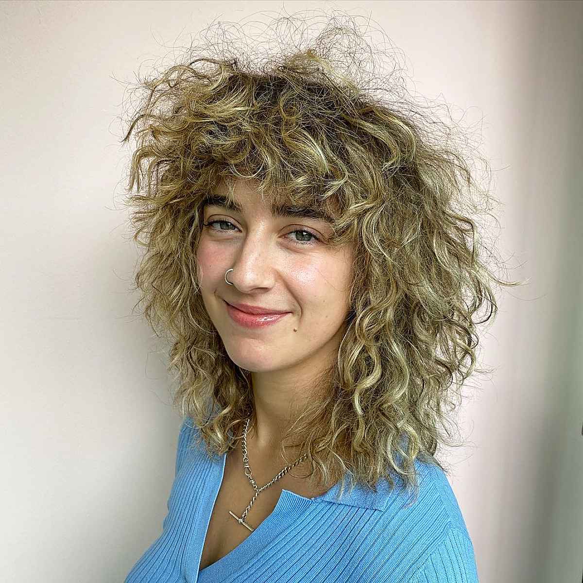 Curly Wolf Lob with Shaggy Layers
