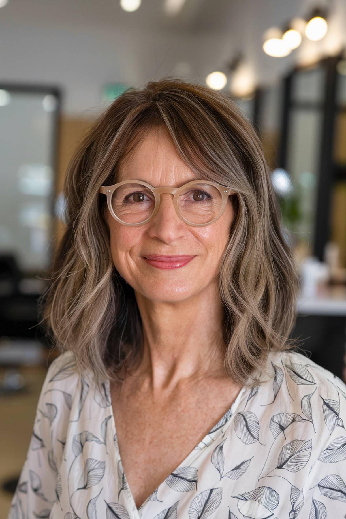 Curtain bangs on fine hair with glasses