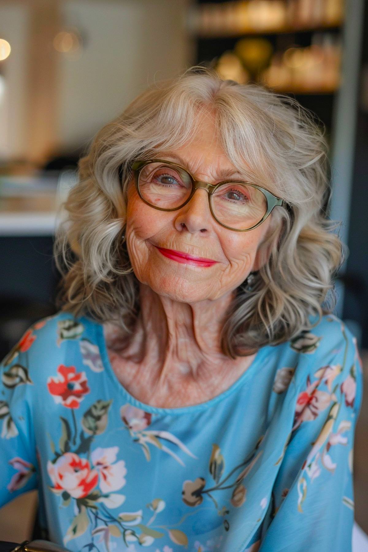 Curtain bangs on short hair with glasses