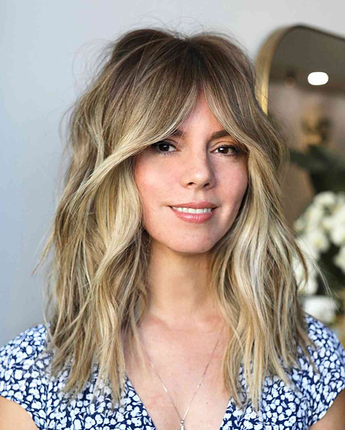 Curtain Bangs with Modern Highlights and Layers