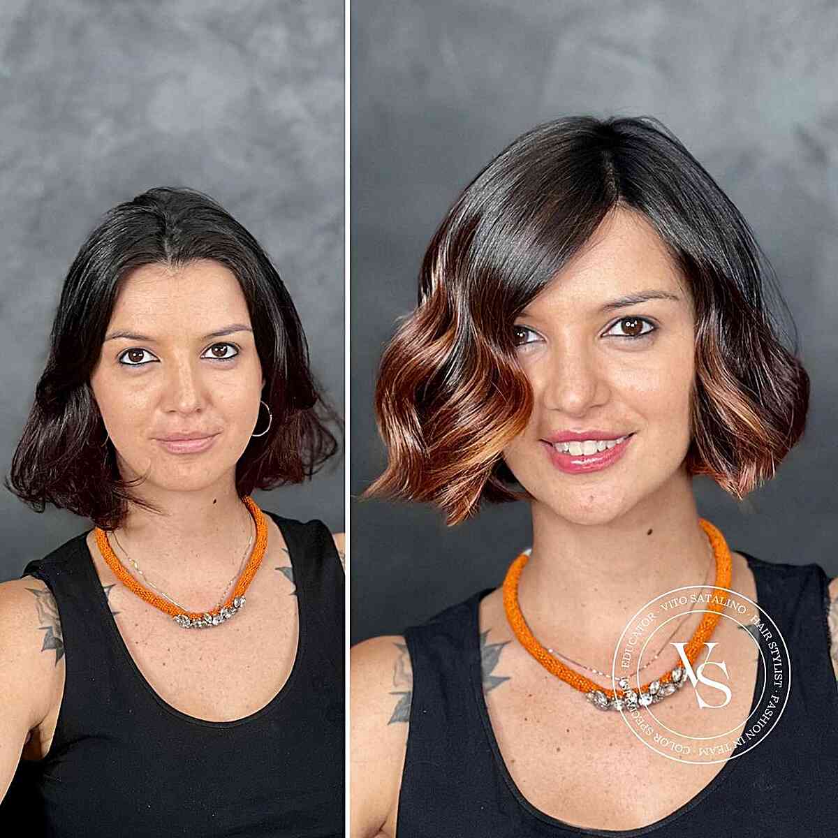 Cute Above-the-Shoulder Bob Cut with Ombre Coloring