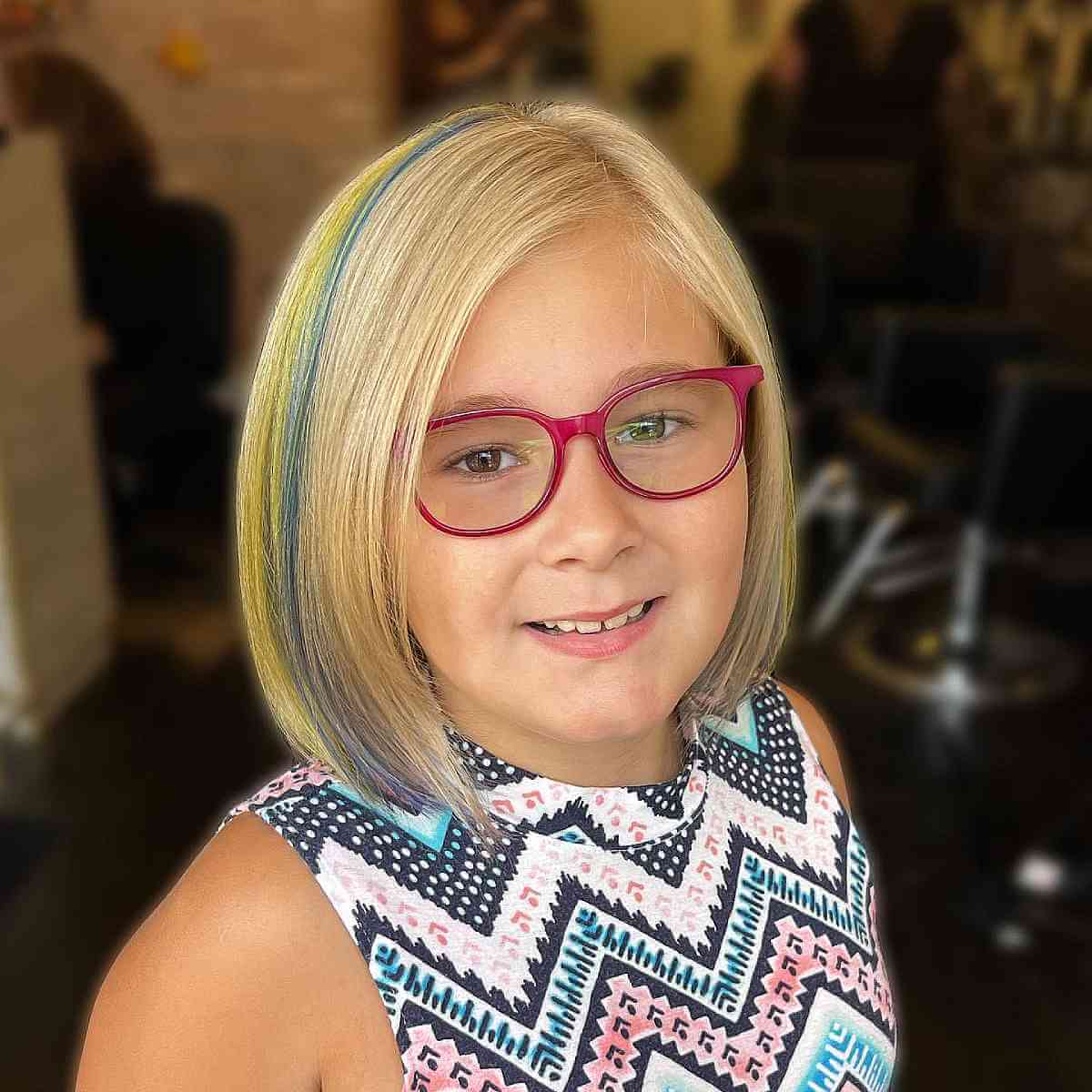 Cute Blonde Bob with Subtle Highlights for Little Girls