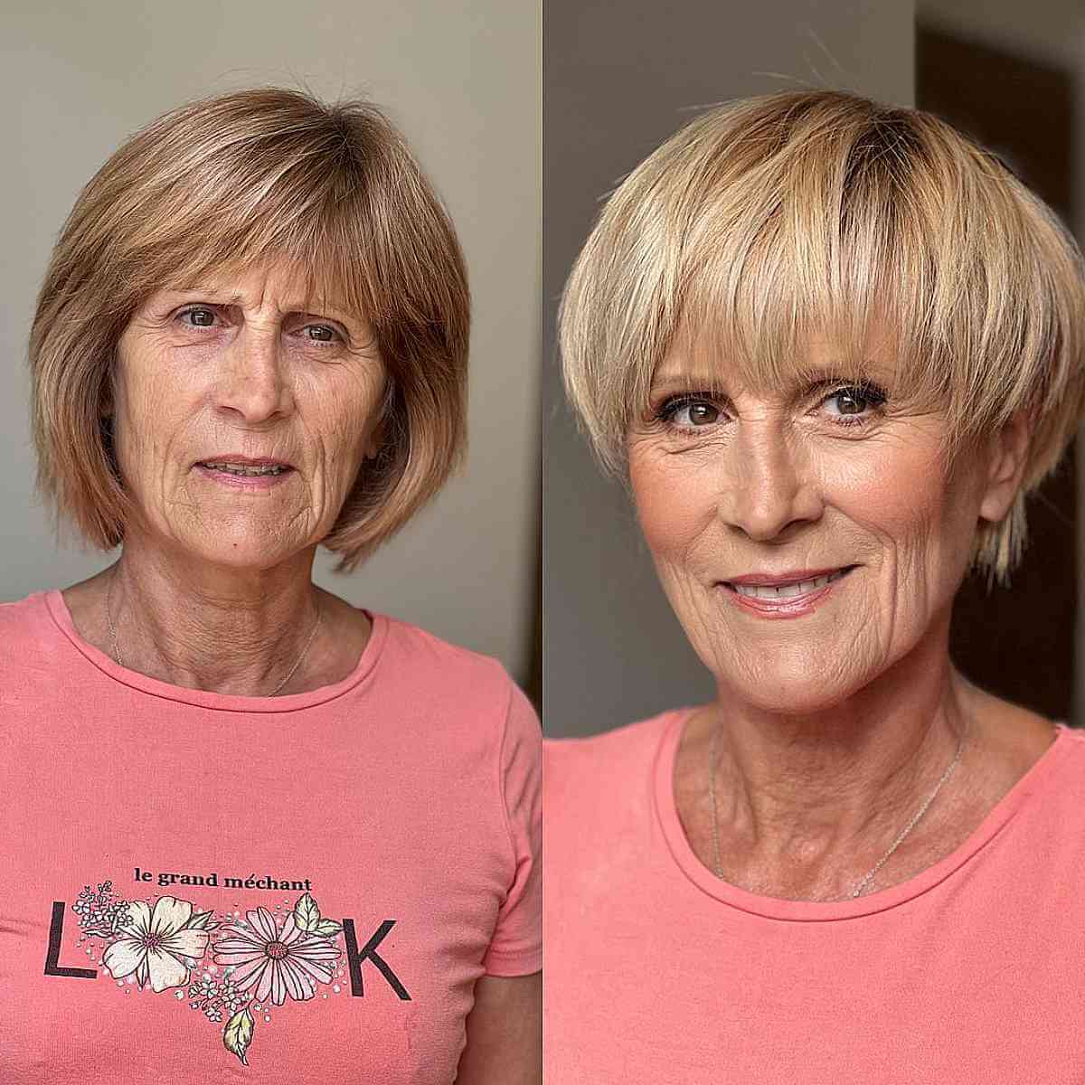 Cute Blonde Bowl Cut for Ladies 70 and Over