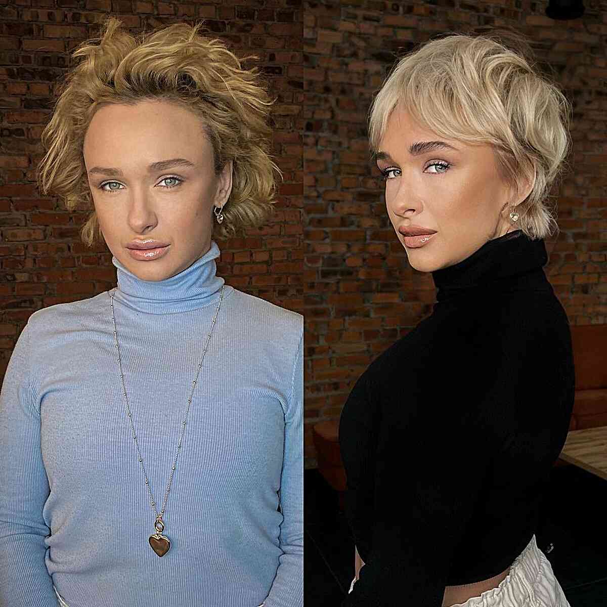 Cute Blonde Pixie Shag with Curtain Bangs and layers for big foreheads