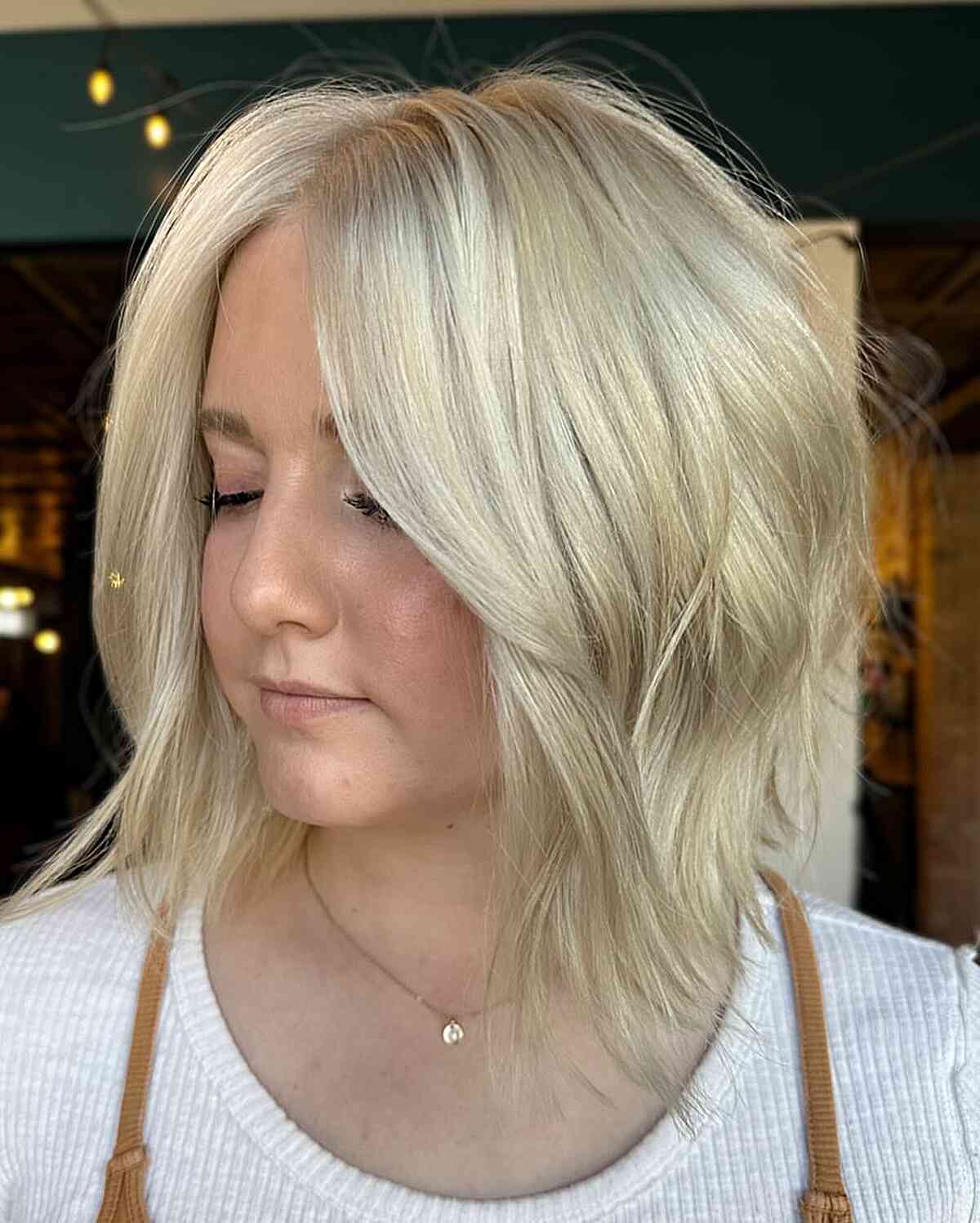 Cute Bob with Full Head of Blonde Highlights