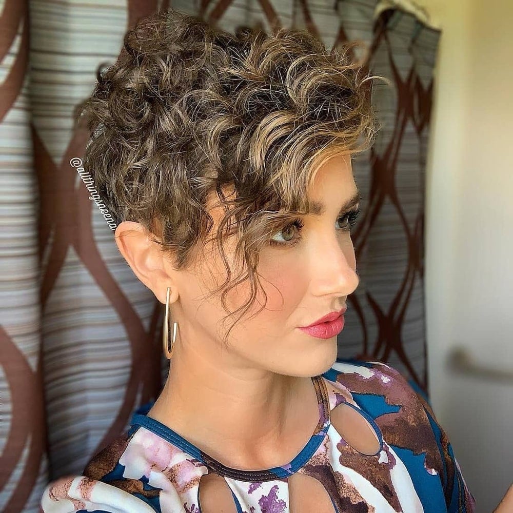 Cute Curly Pixie Cut with Bangs