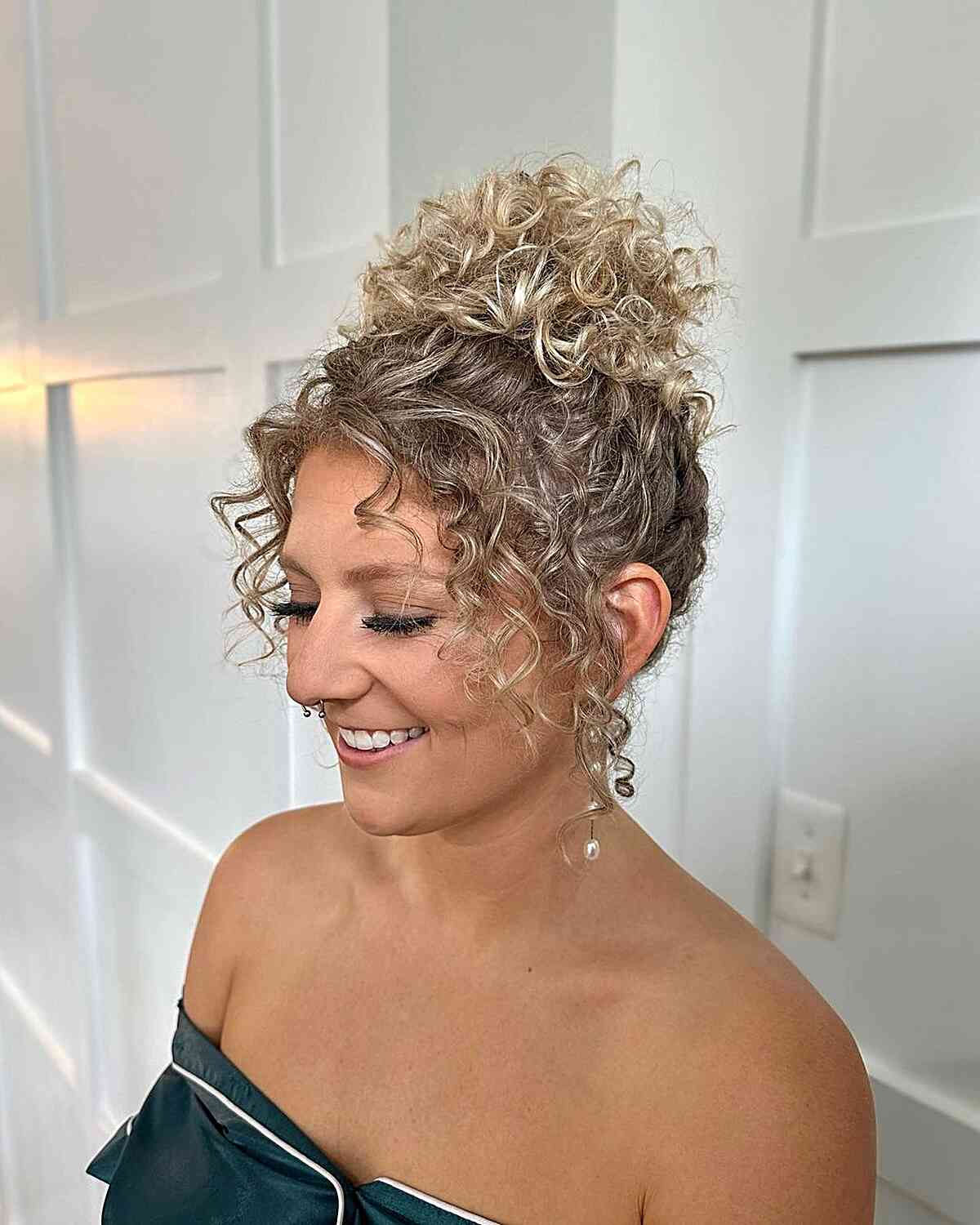 Cute Curly Updo with Tendrils for girls attending a formal event