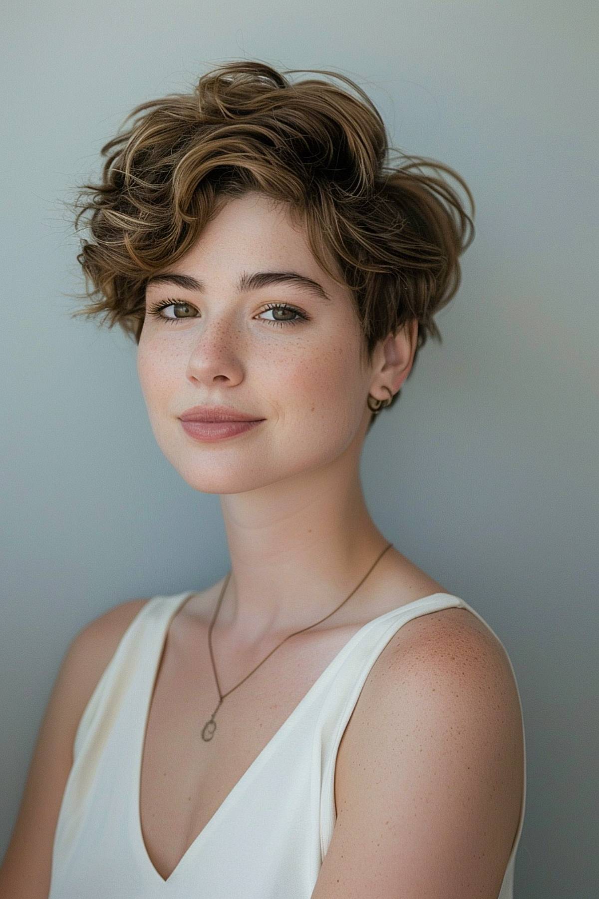 Tousled pixie cut for natural wavy hair