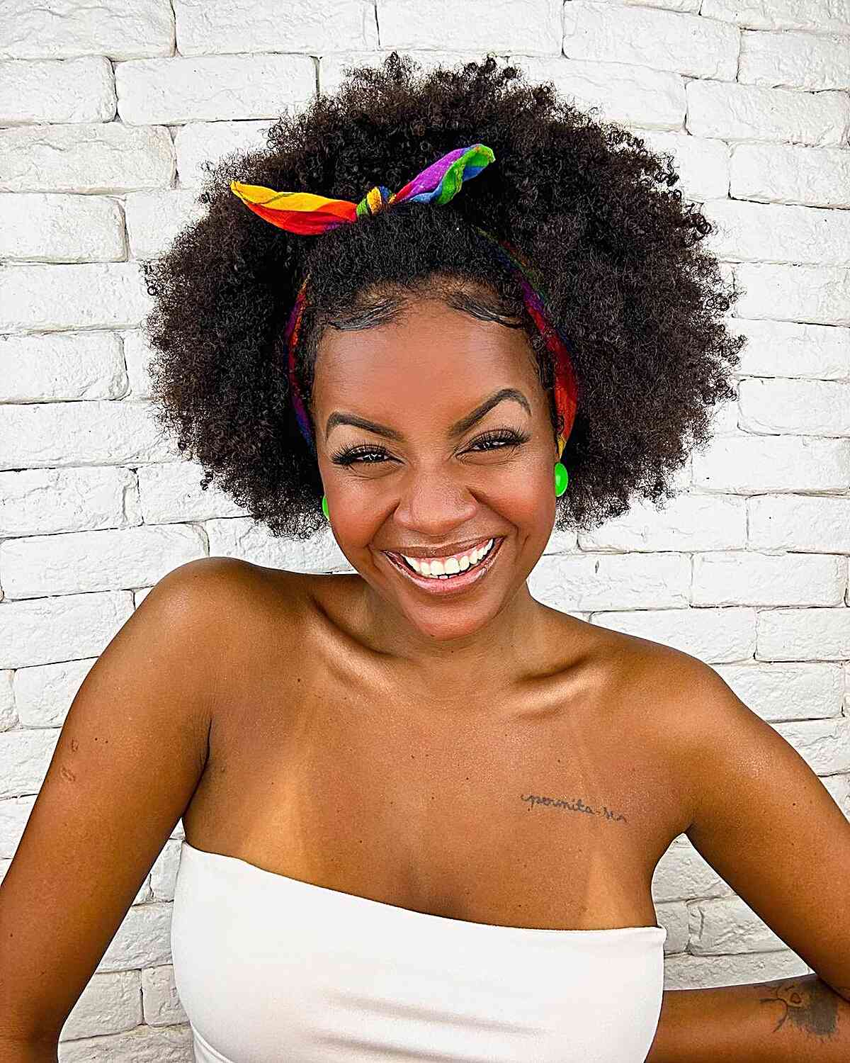 Cute Hairstyle with a Colorful Head Scarf for Black Women