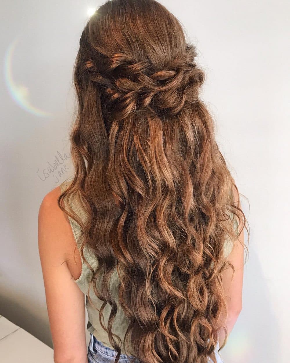 Cute Half Up Half Down Quinceanera Hairstyle with Beach Waves