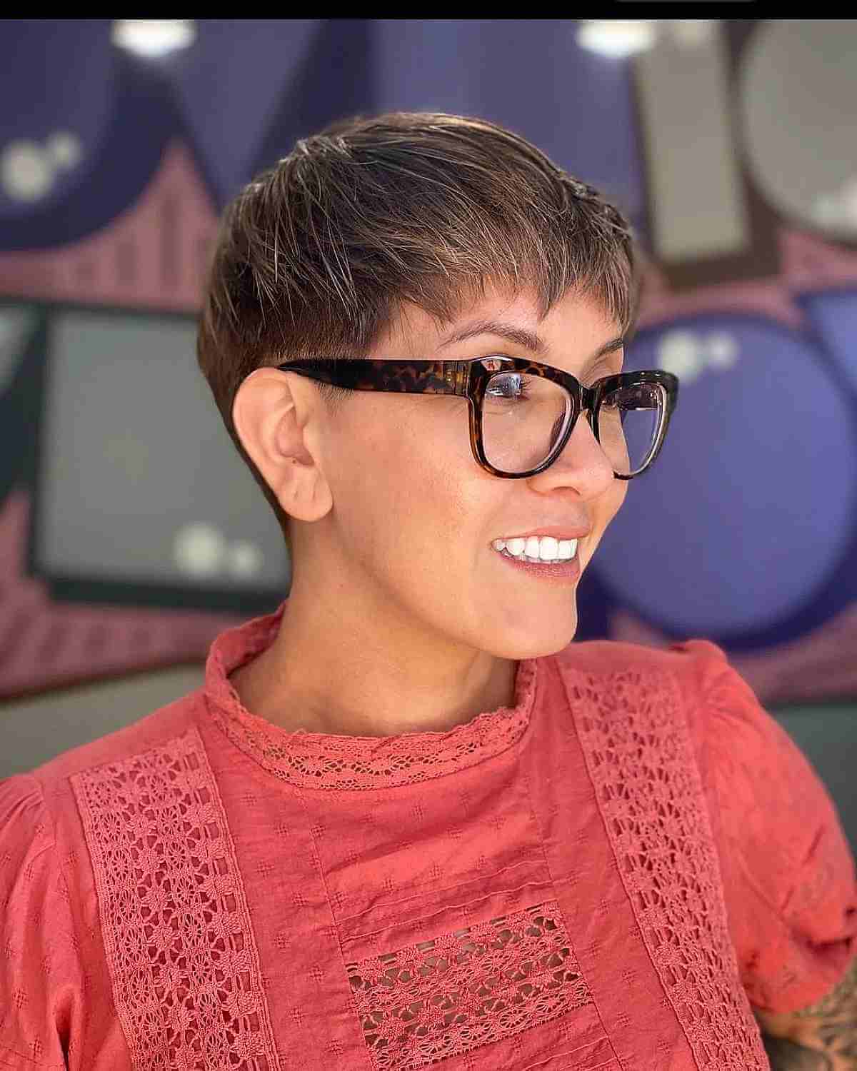Cute Pixie with Fringe with Glasses