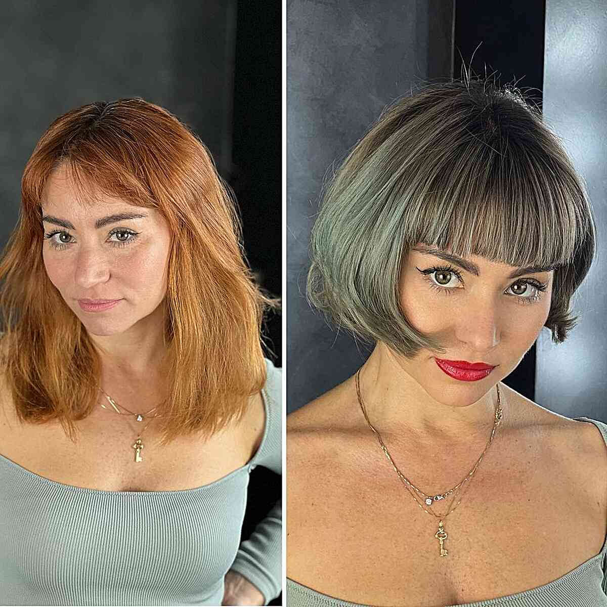 Cute Short Bob with Fringe and Highlights for women with style