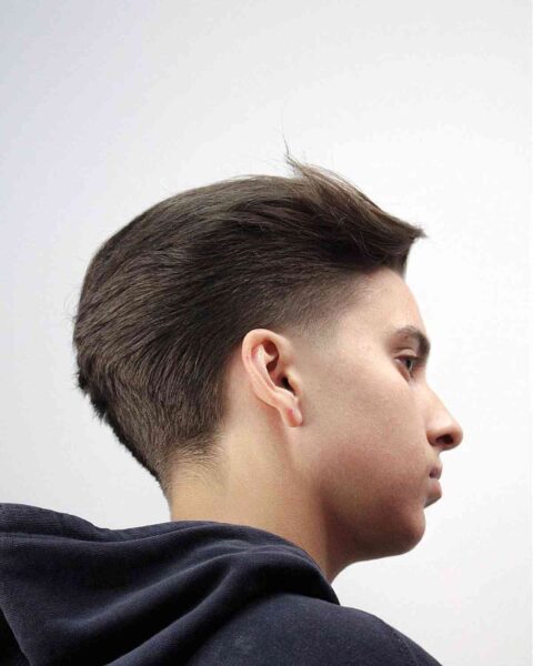 A Dapper Slicked-Back Fade for Teen Boys
