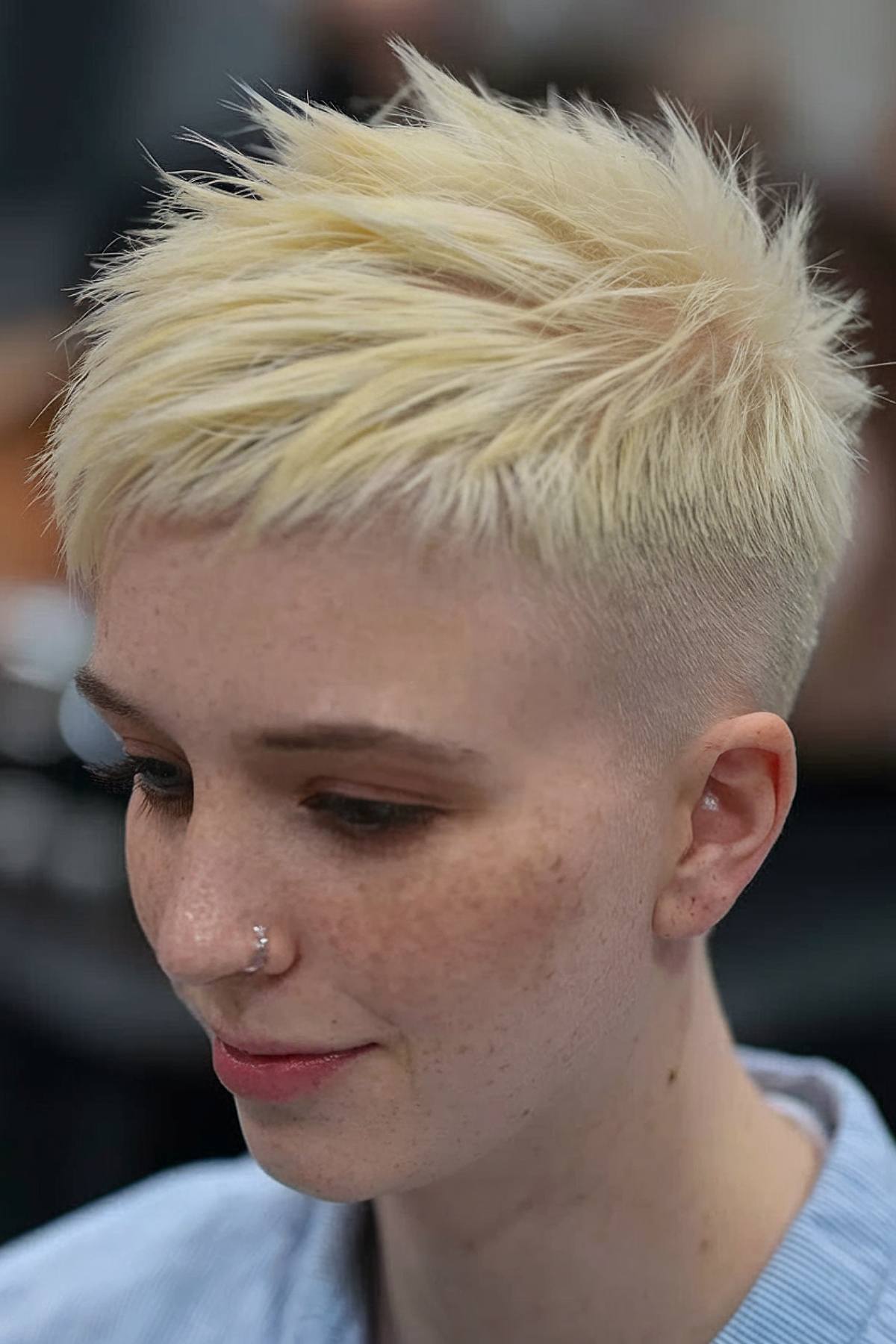 Short spiky haircut with undercut and spiky layers