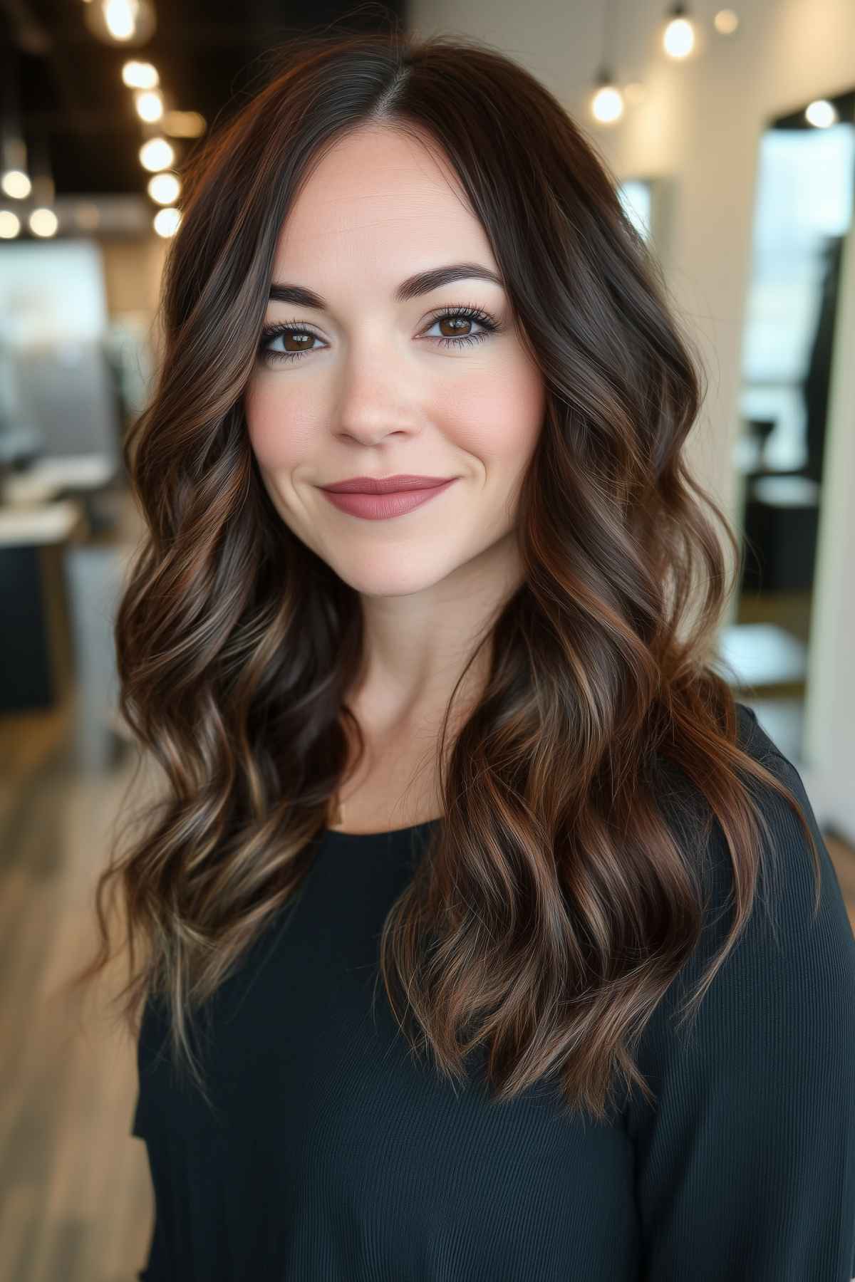 Dark auburn balayage for brunettes perfect for autumn