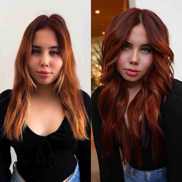 A Dark Auburn Red Balayage