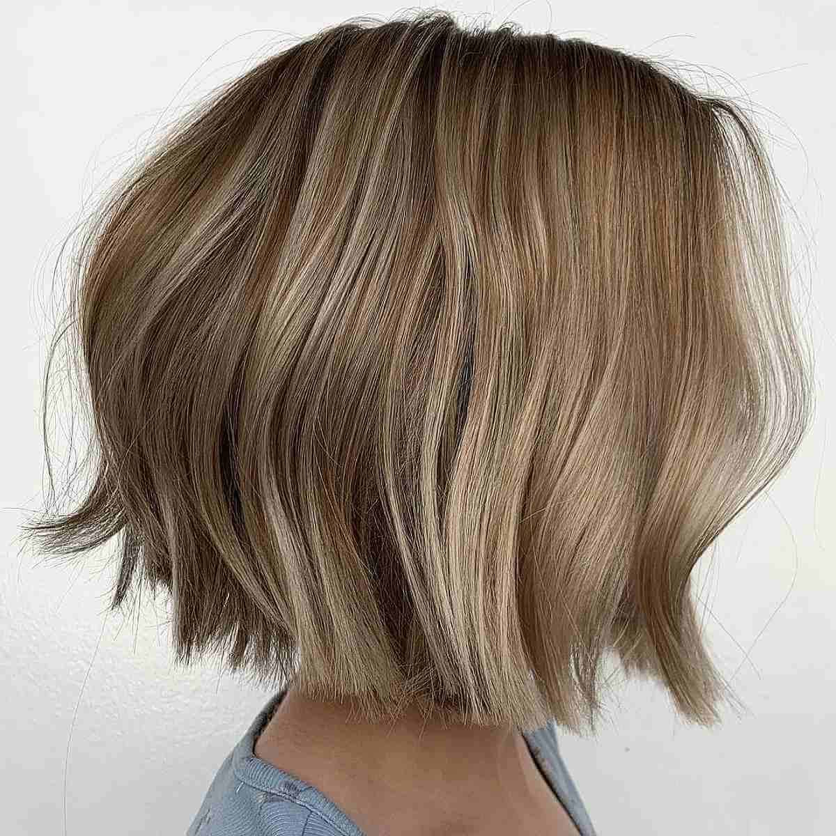 Dark Blonde Blunt Choppy Bob with Layers for Thick Hair