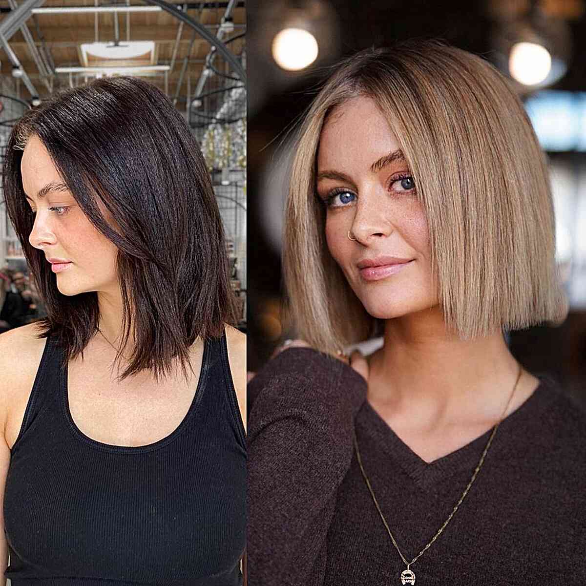 Dark Blonde Blunt One-Length Cut with No Bangs of women in their 30s