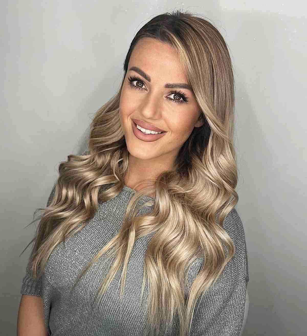 Dark Blonde Long Hair with Curled Ends