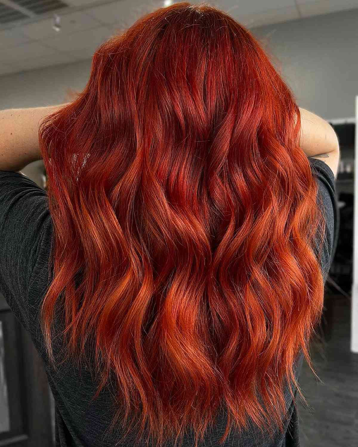 Dark Brick Red Wavy Hair