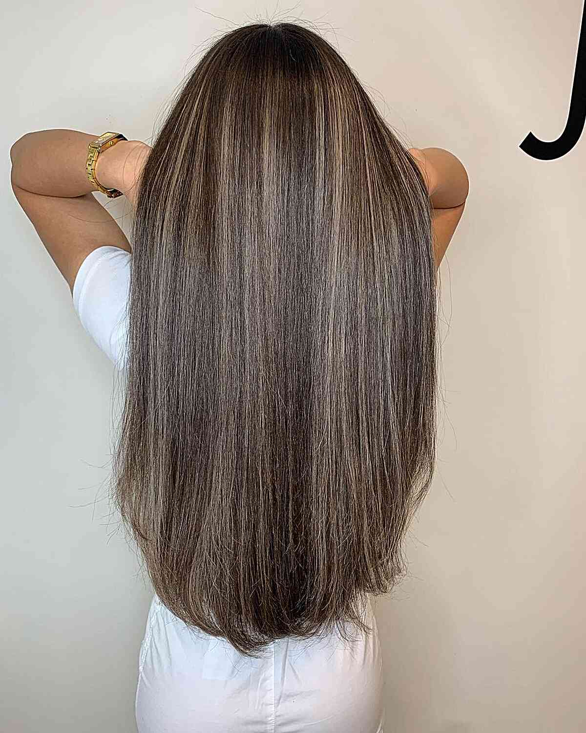 Dark Bronde Balayage for Straight Long Hair with Subtle Layers