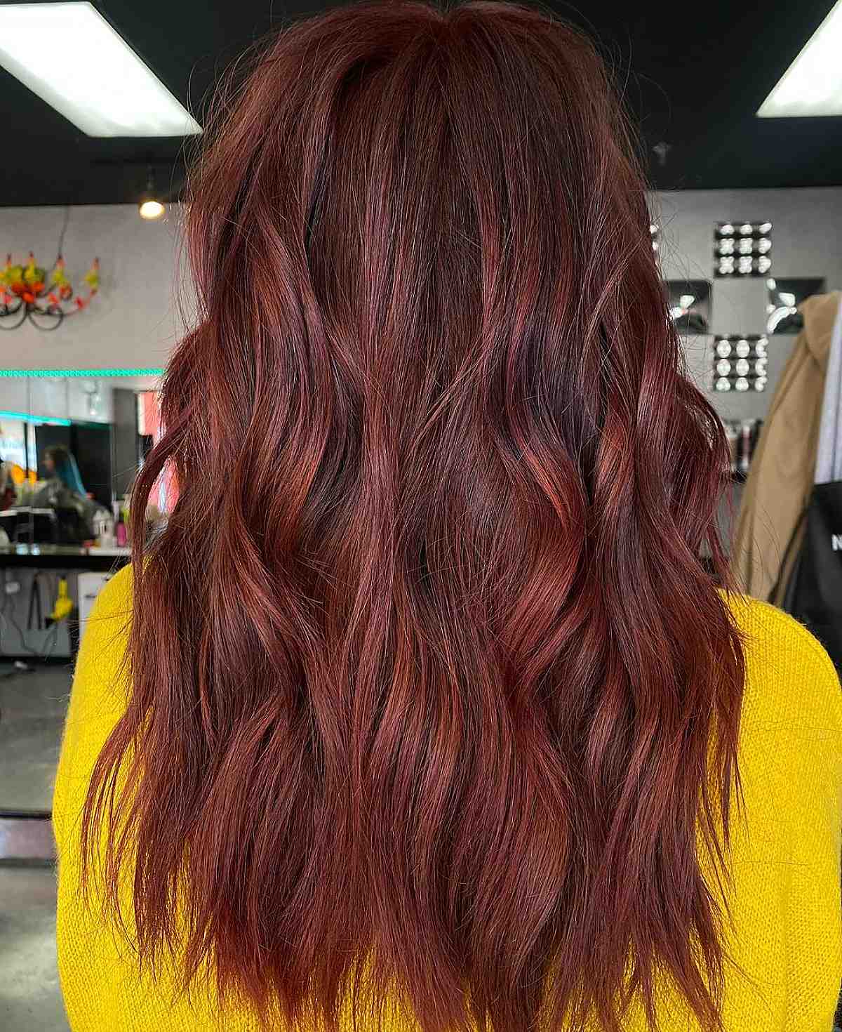 Dark Auburn Hair Color With Carmel Highlights