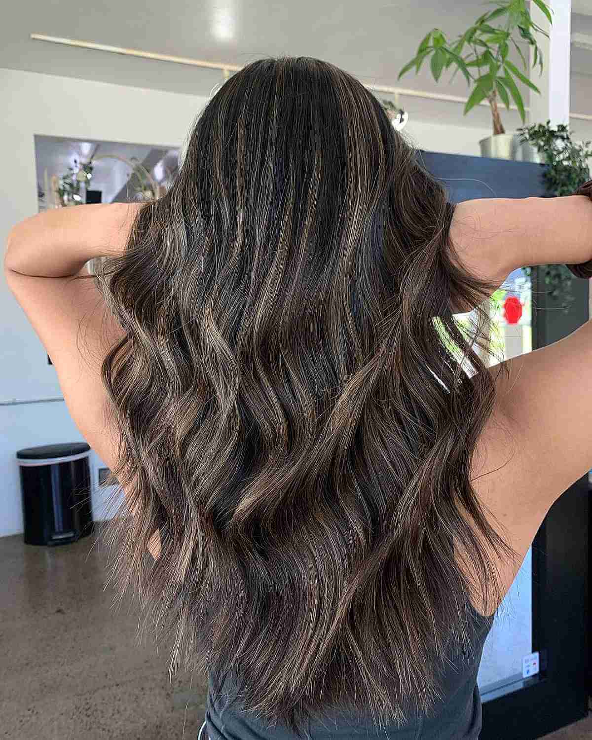 Dark Brown Balayage with Barely-There Highlights