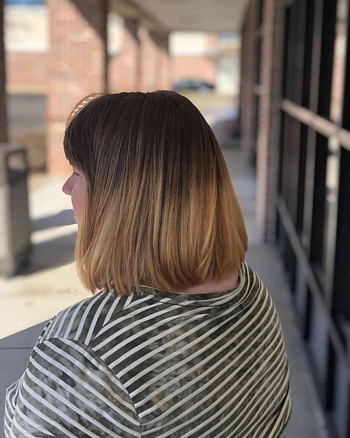 Dark Brown to Light Brown Ombre on a Shorter Haircut