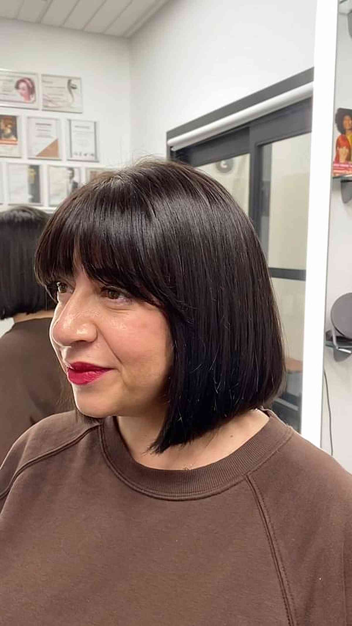 Dark Chocolate Bob Hairstyle for Women Aged 40