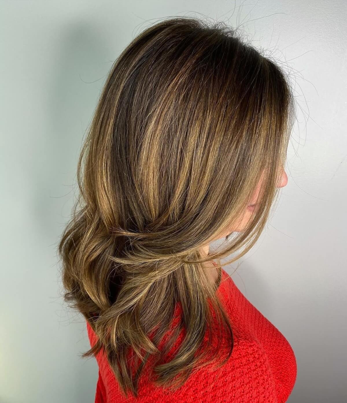 Dark Golden Brown Hair with Caramel Highlights