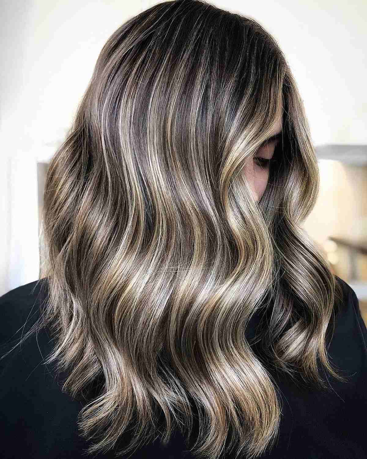 Dark Hair with Golden Blonde Babylights and Balayage