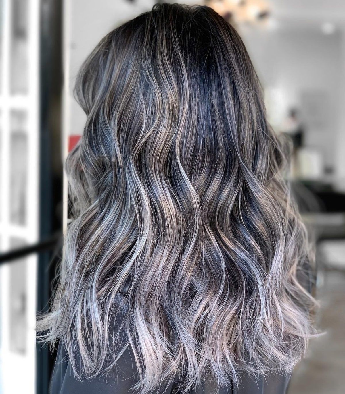 Polished Dark hair with silver highlights