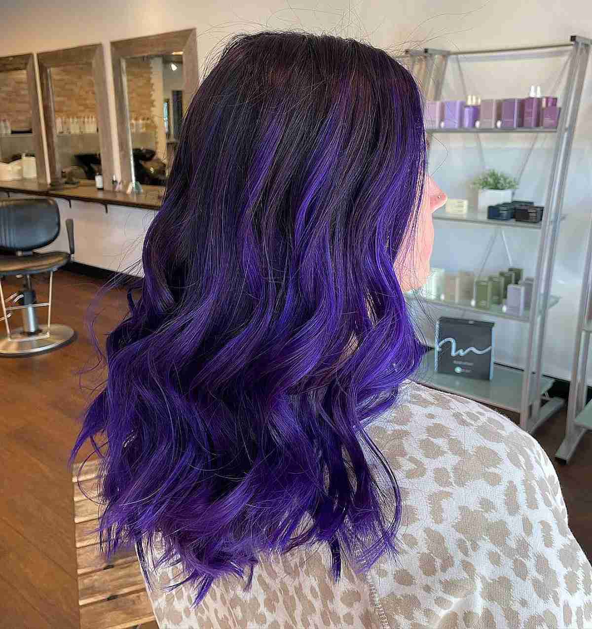Dark Hair with Vibrant Purple Balayage