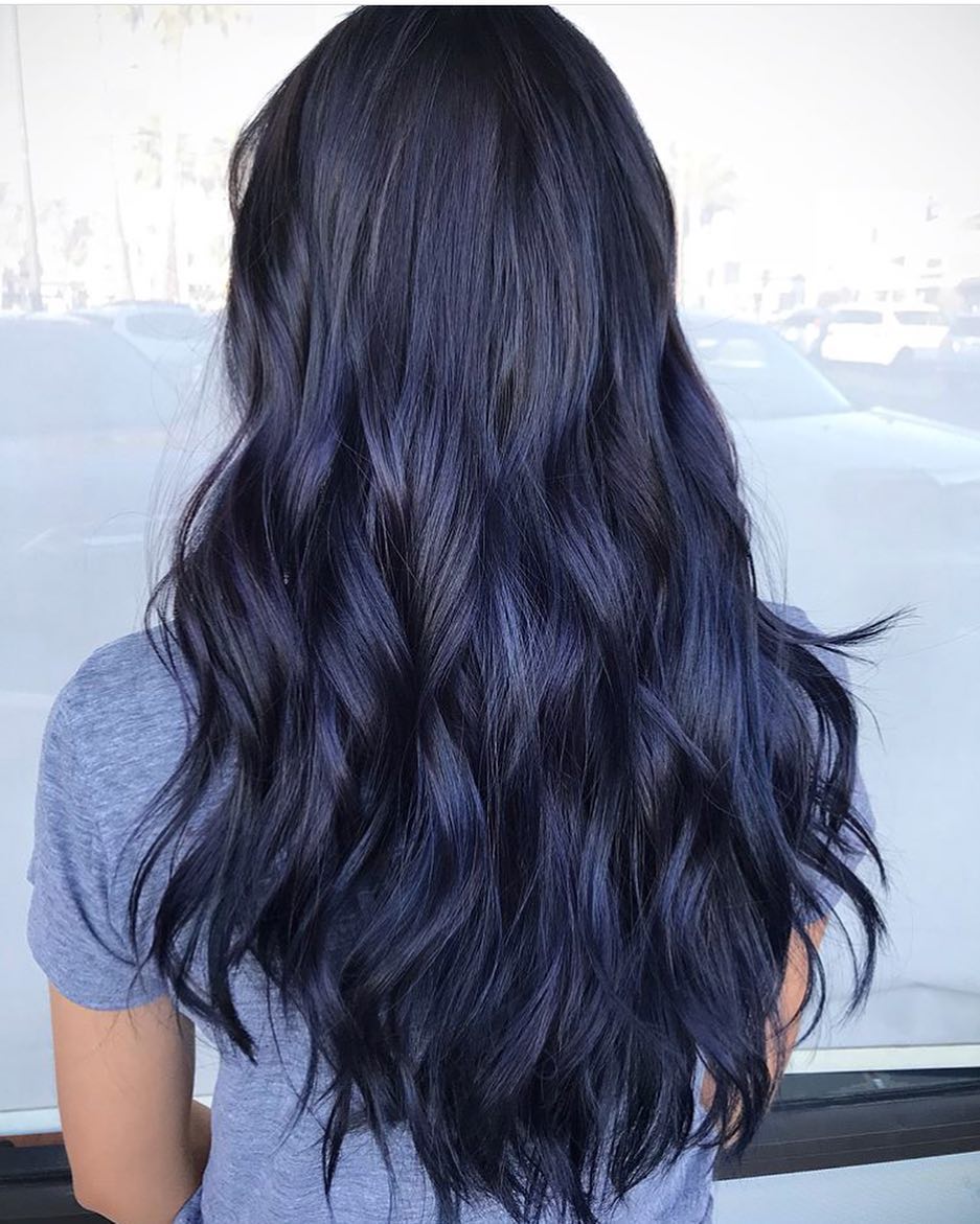 Marvelous Dark Metallic Blue Hair Color