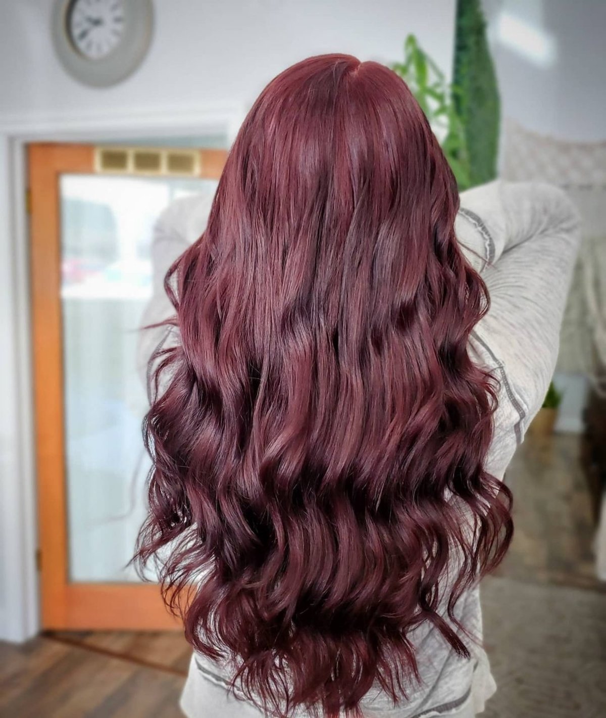 Dark purple-based burgundy auburn hair